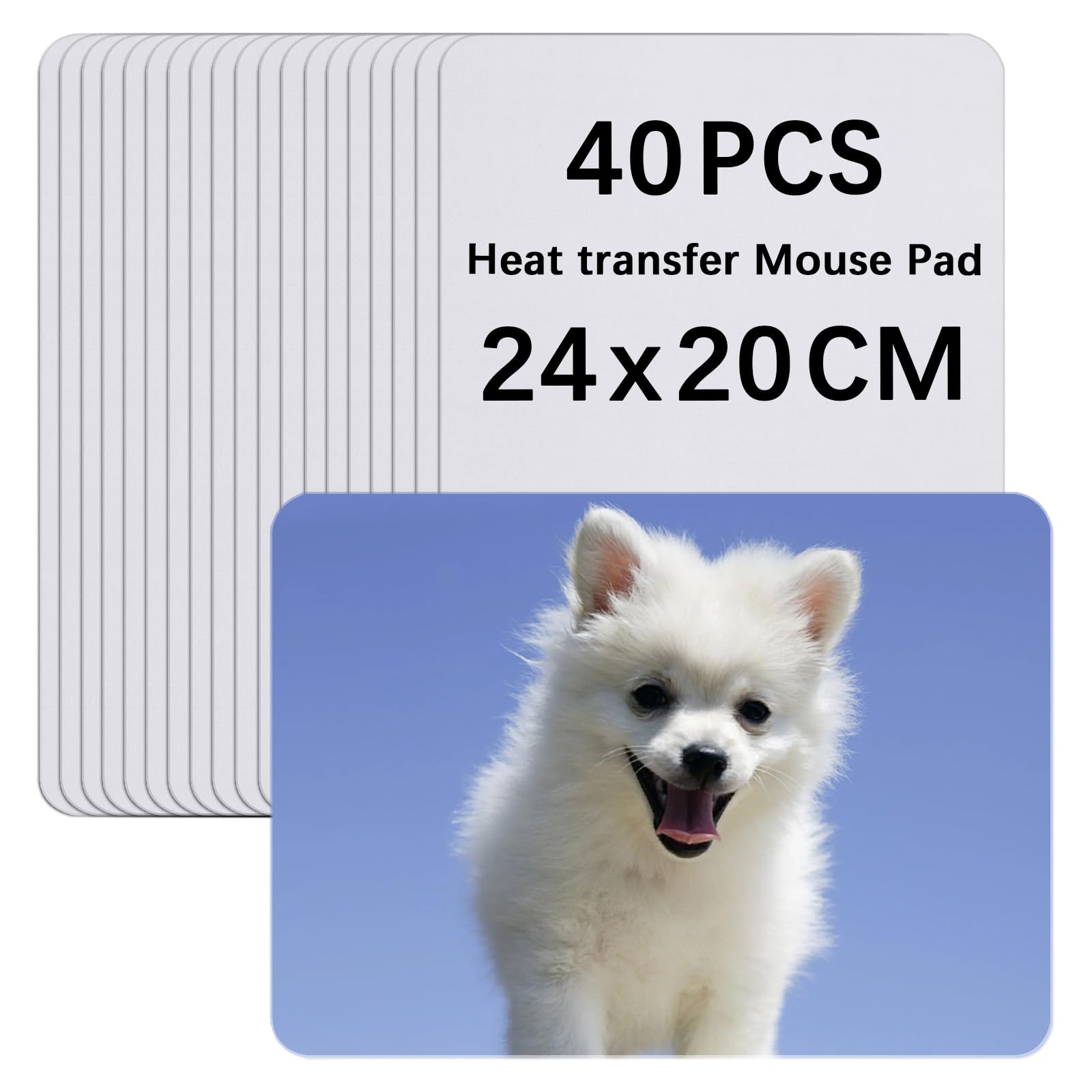 40 PCS Blank White Mouse Pad Bulk for Transfer Heat Press Printing Crafts Non Slip Bottom, Computer