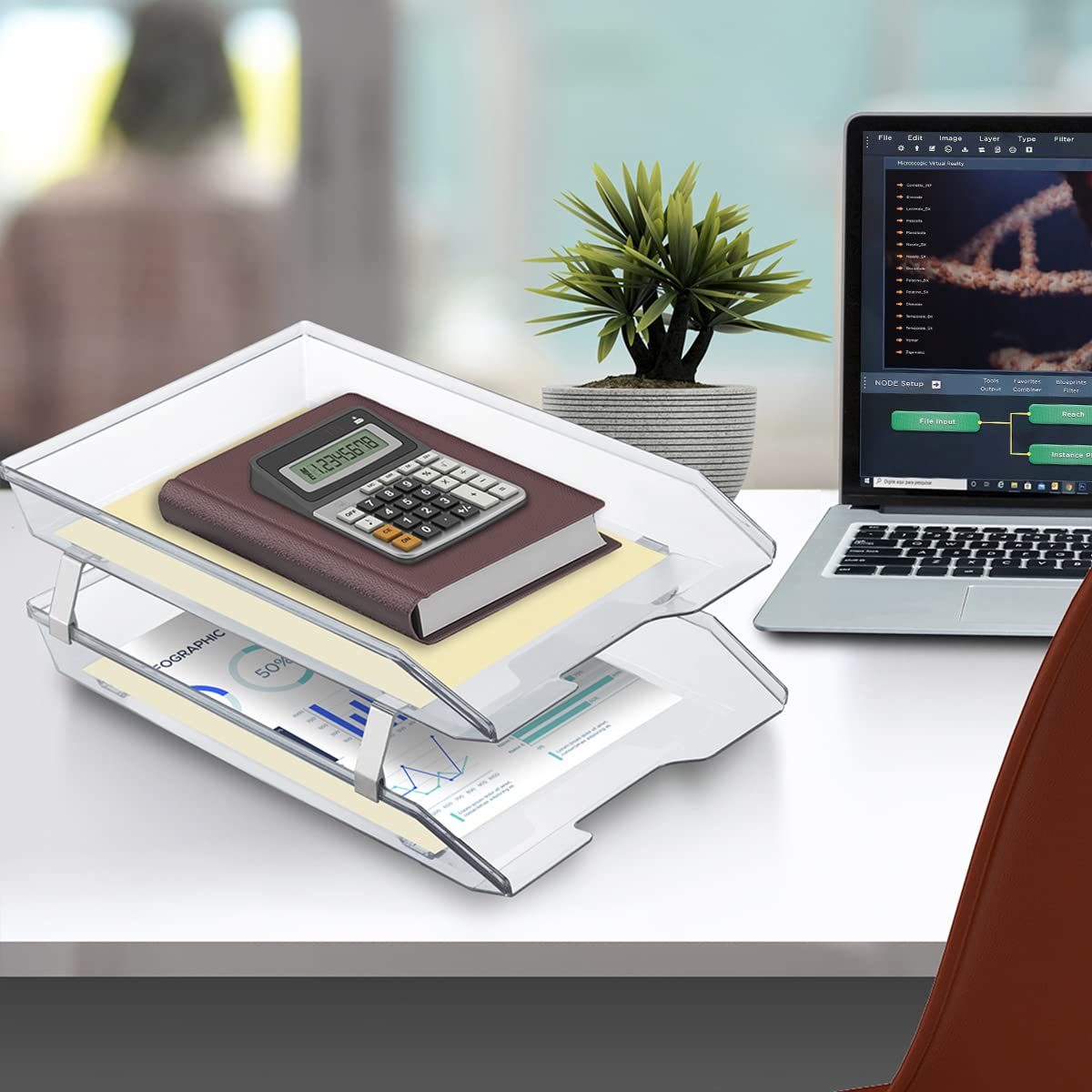 Acrimet Facility 2 Tier Letter Tray, Front Load, Letter Size/A4, Desktop File Organizer, Plastic