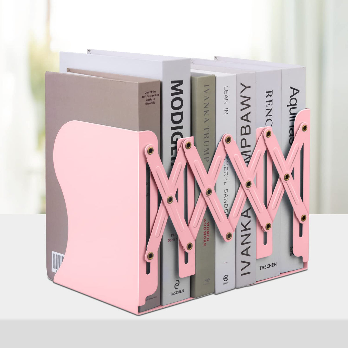 Honagu Adjustable Bookends, Metal Book Ends for Shelves Heavy Book