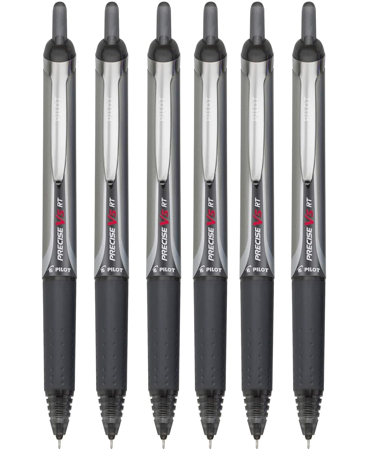 Precise V5 RT Retractable Rollerball Pens, 0.5mm Extra Fine, Black, 6-Pack
