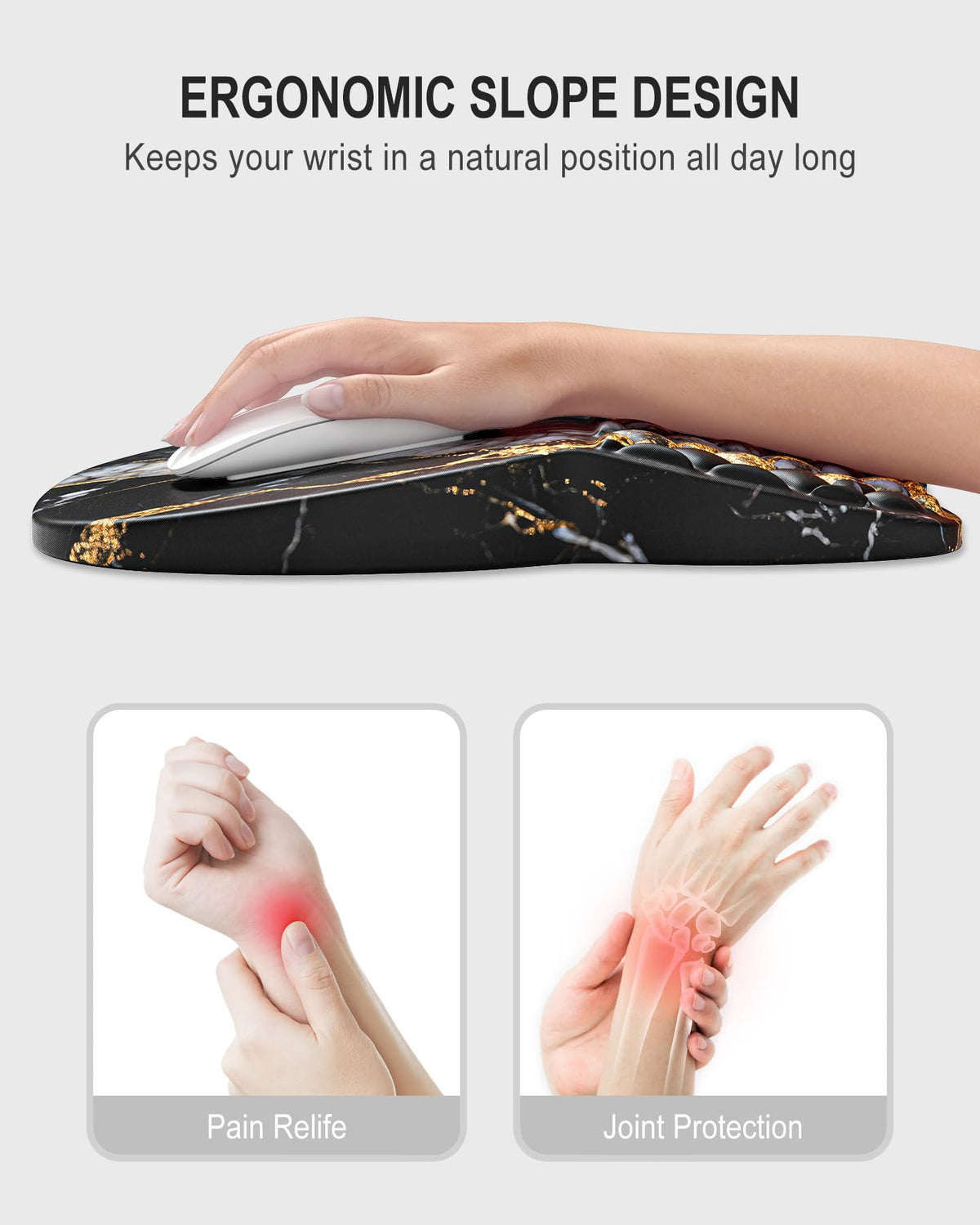 Auhoahsil Ergonomic Mouse Pad with Wrist Rest, Comfortable Slope Computer Mouse Mat with Wrist