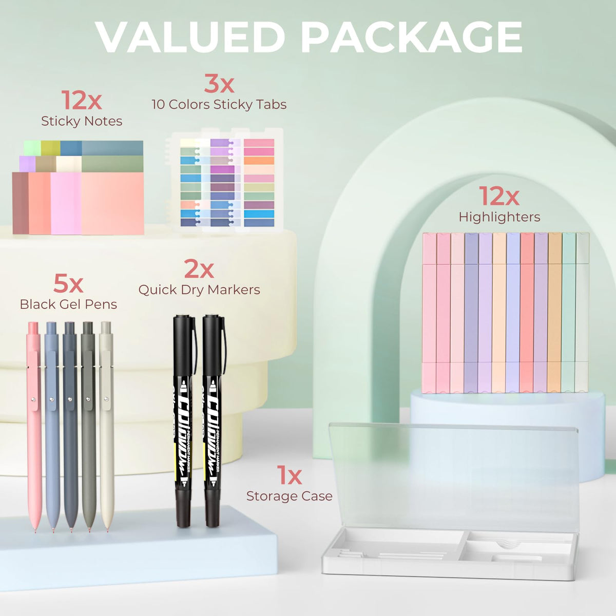 Nicpro 62 PCS Aesthetic Book Annotation Kit with Case
