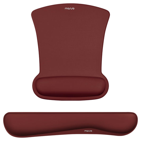 MOSISO Wrist Rest Support for Mouse Pad & Keyboard Set, Wine Red