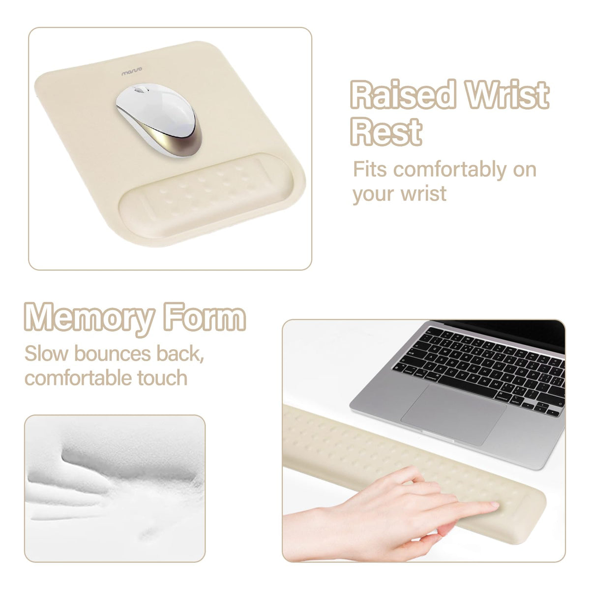 MOSISO Keyboard Stand&Wrist Rest Support for Keyboard &Mouse Pad Set