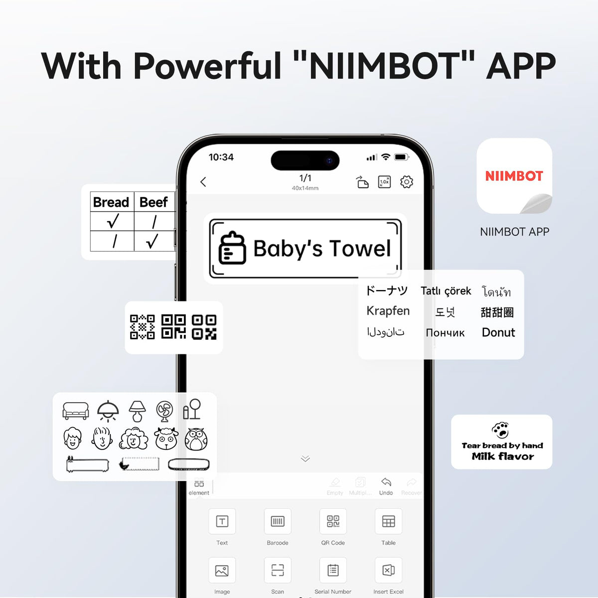 NIIMBOT B1 Label Maker,2 Inch Bluetooth Thermal Label Printer, Silver