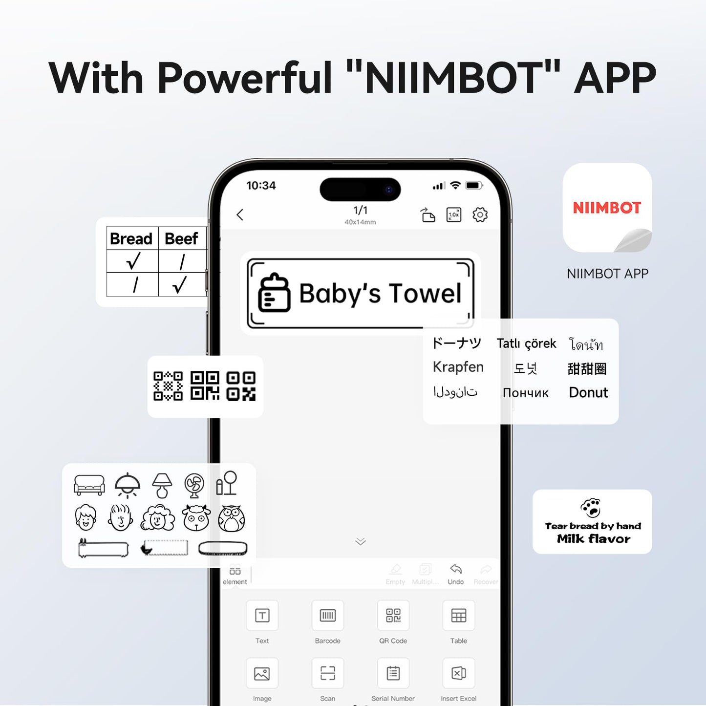 NIIMBOT B1 Label Maker,2 Inch Bluetooth Thermal Label Printer,Sky Blue