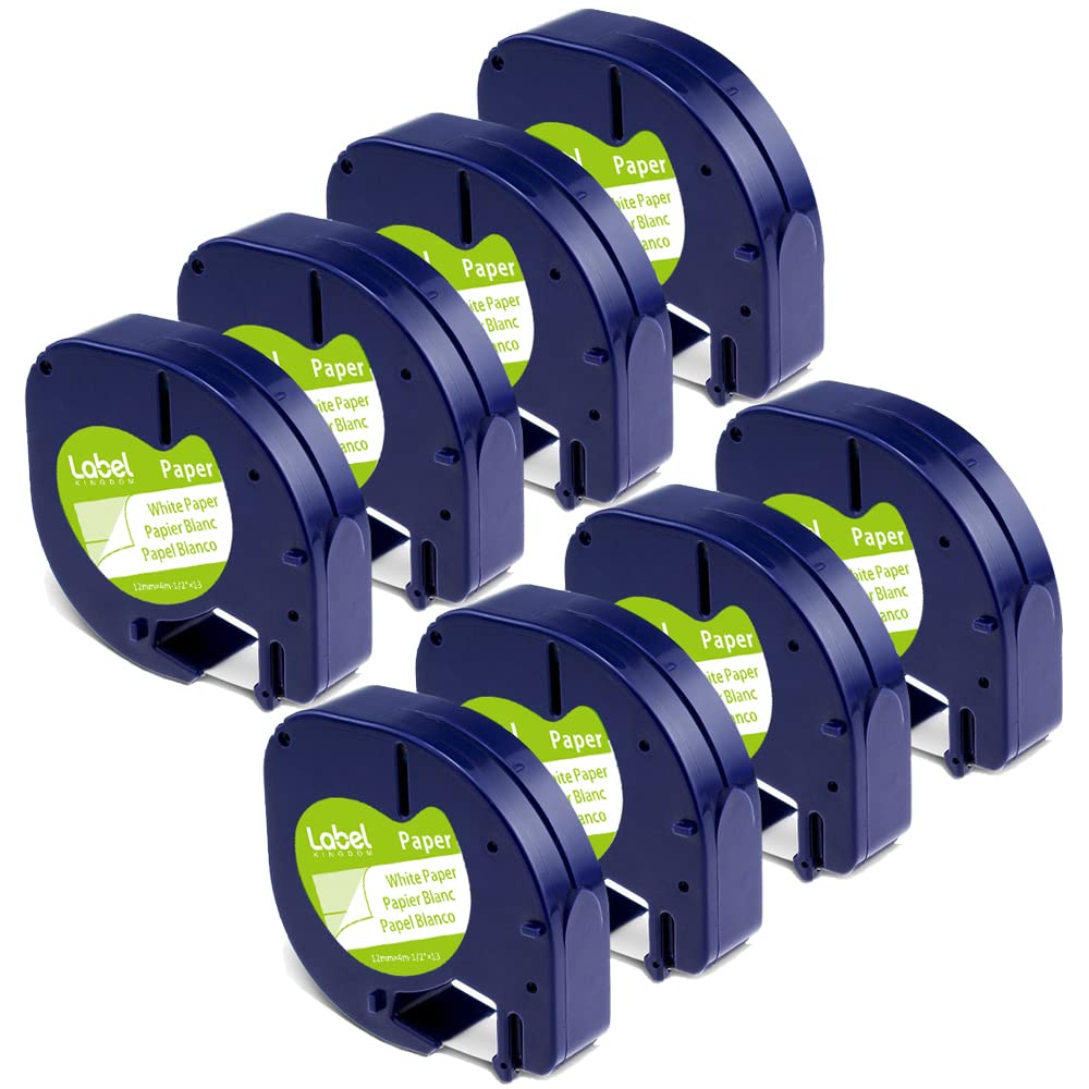 8-Pack 91330 White Paper Tape Refills 12mm x 4m (1/2" x 13') Label