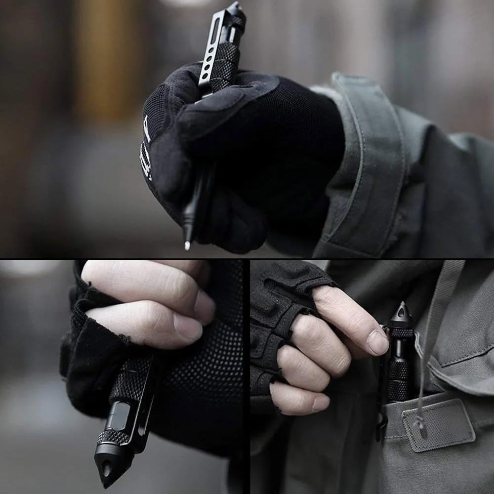 OIJ 5 Pack Military Tactical Pen Set, Professional Self Defense Pen, Emergency Glass Breaker Pen
