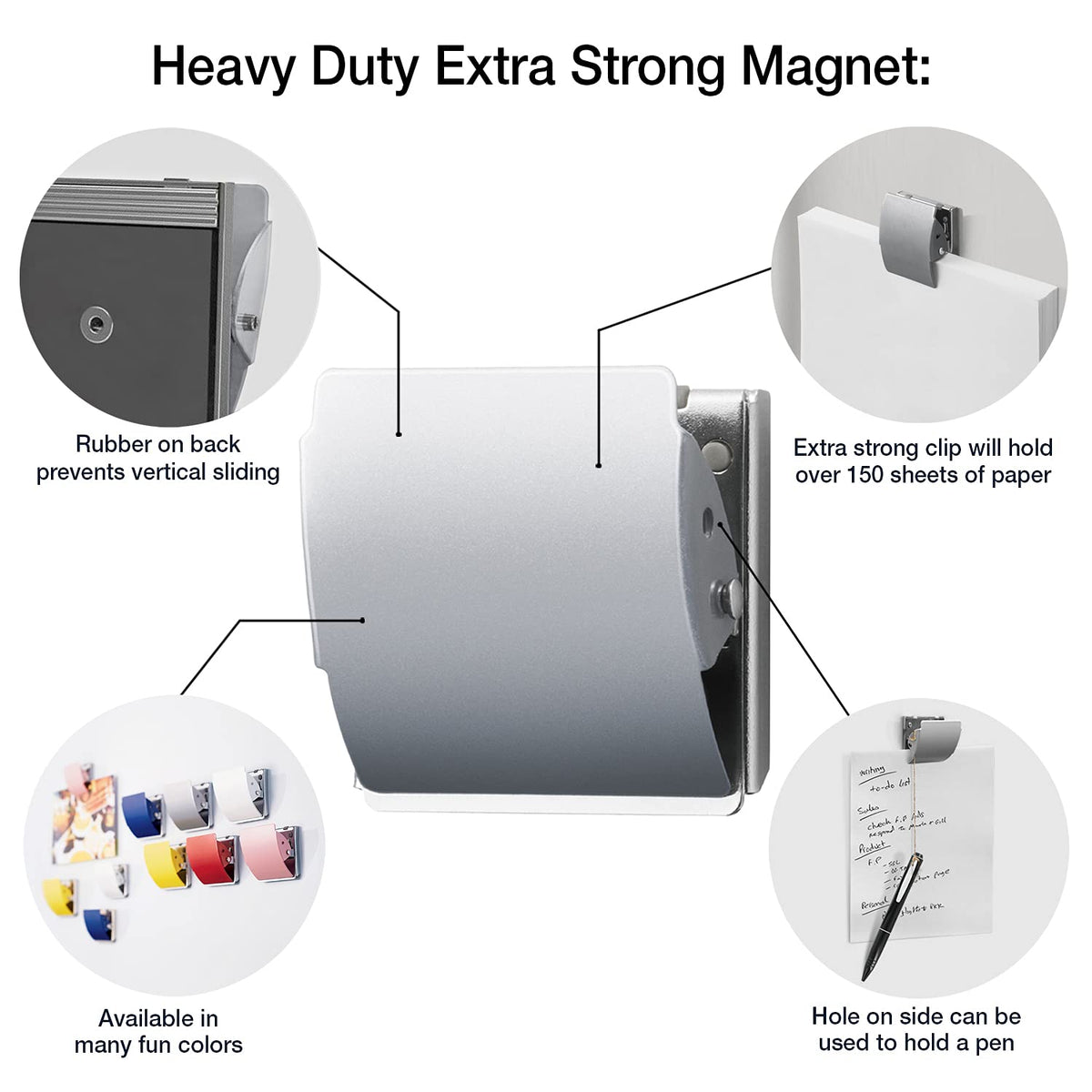 PLUS Extra-Strong Magnetic Binder Clips, Large, 3-Pack Silver