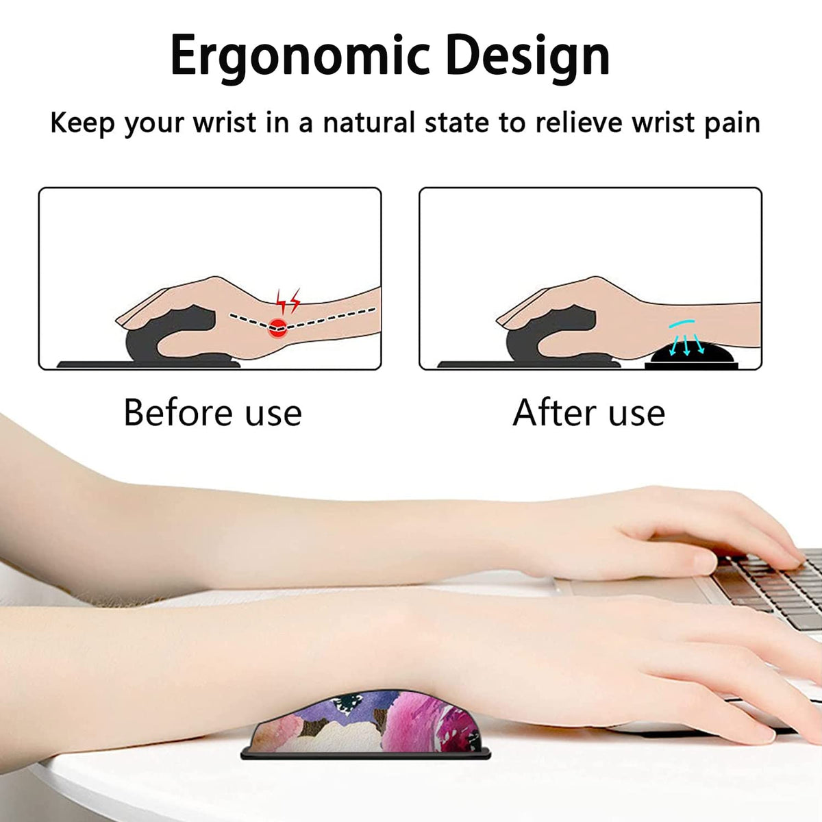 Large Mouse Pad, Extended Office Desk Pad, 31.5x11.8in, Ergonomic Memory Foam Mouse Wrist Rest for