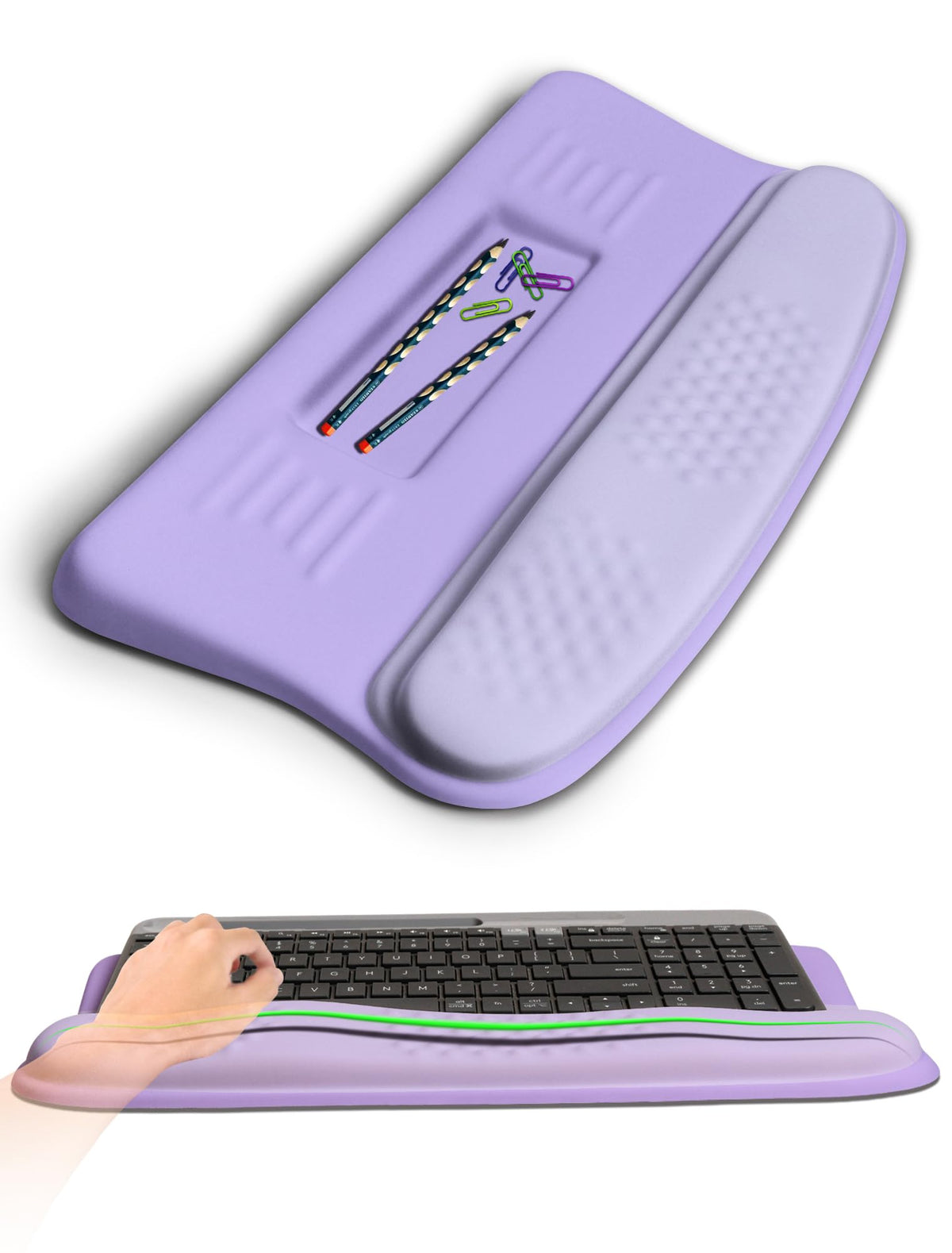 KUOSGM Ergonomic Wave Wrist Rest with Keyboard Stand, Cushioned Palm Rest, Comfortable Integrated