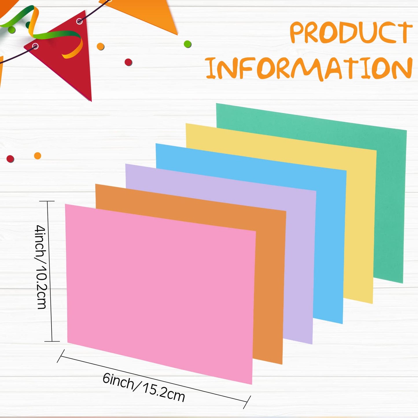 300 Pcs Blank Index Cards Thick Card Stock, 4 x 6 Inch, Bright Colors