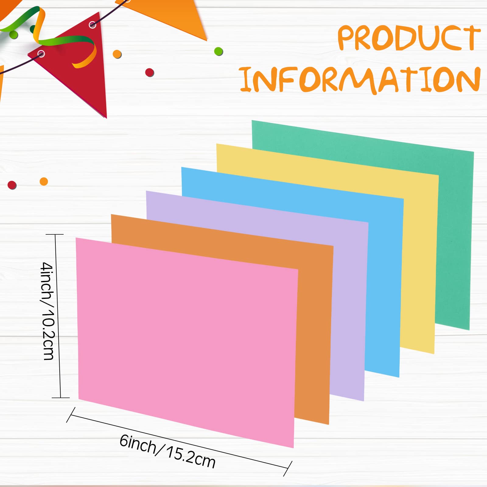 300 Pcs Blank Index Cards Thick Card Stock, 4 x 6 Inch, Bright Colors