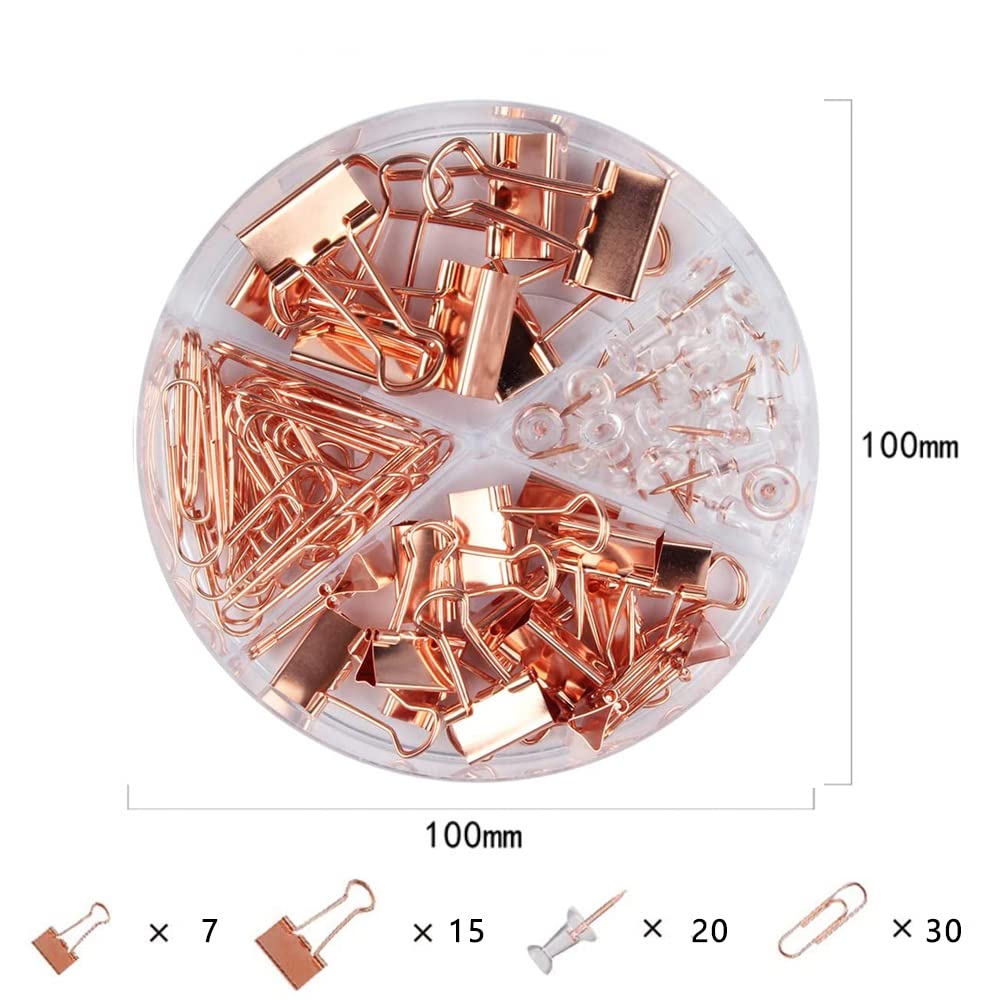Creechwa Paper Clips Binder Push Pin Set, Assorted Sized Binder Clips
