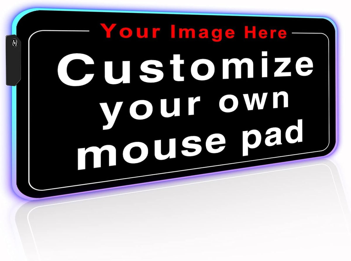 Personalized RGB LED Extended Mouse Pad - Customized Large Mousepad for Office & Dorm - Custom