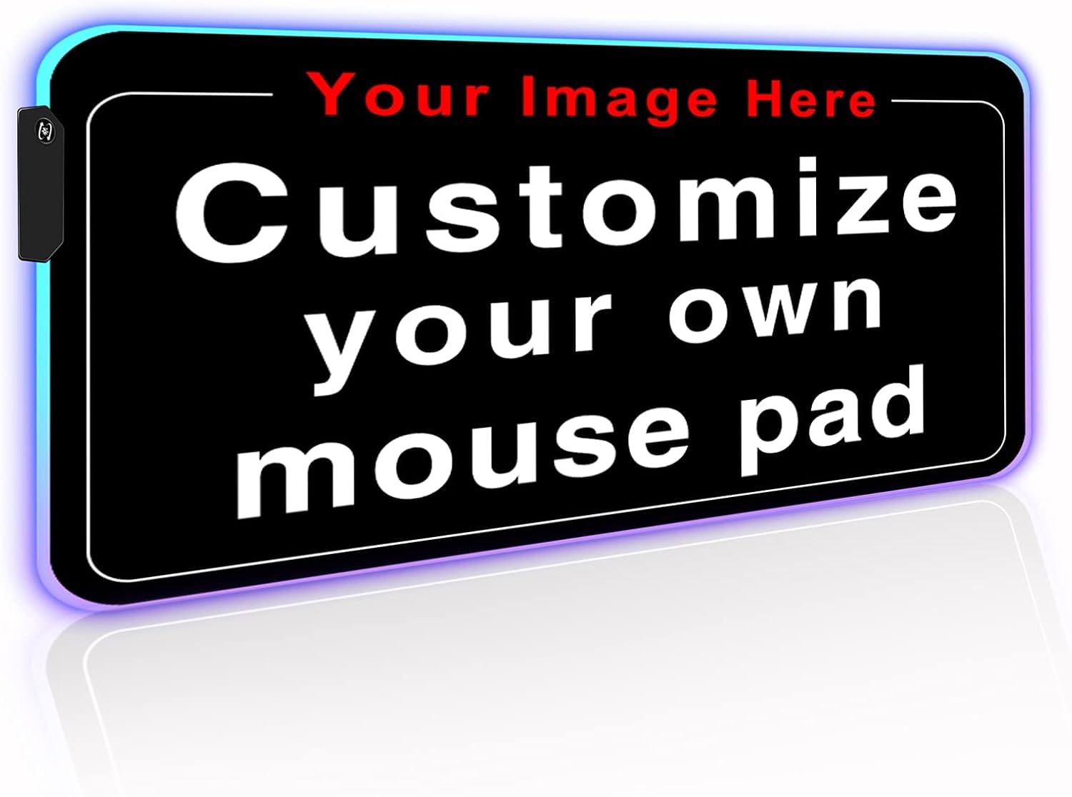Personalized RGB LED Extended Mouse Pad - Customized Large Mousepad for Office & Dorm - Custom