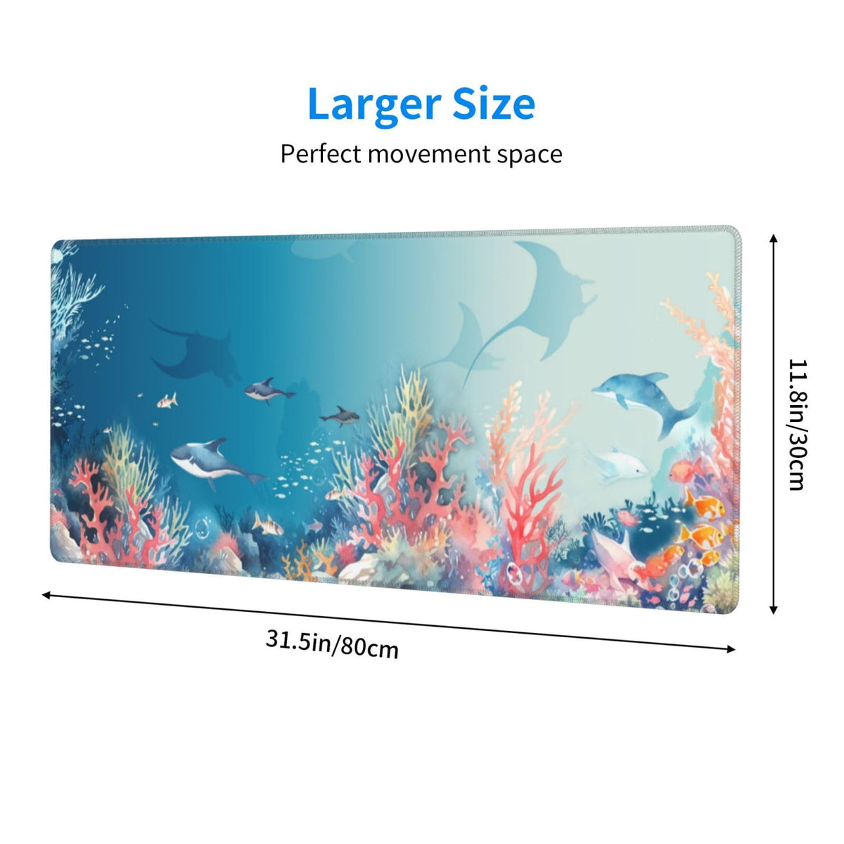 Underwater World Mouse Pad XL Large Mousepad Non Slip Rubber Base Desk Mat for Laptop Computer