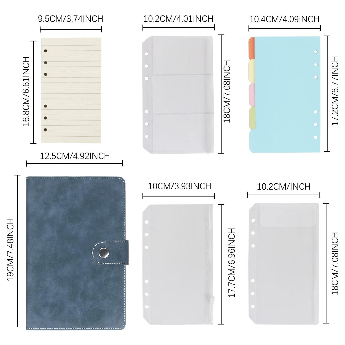 FYY A6 Binder Refillable Planner Notebook 6 Ring, Navy