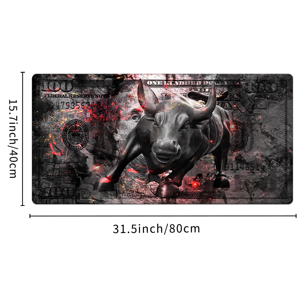 Reateforin Gaming Mouse Pad Black Gray Money Bull Motivational Sign Inspirational Quote Mouse Pad