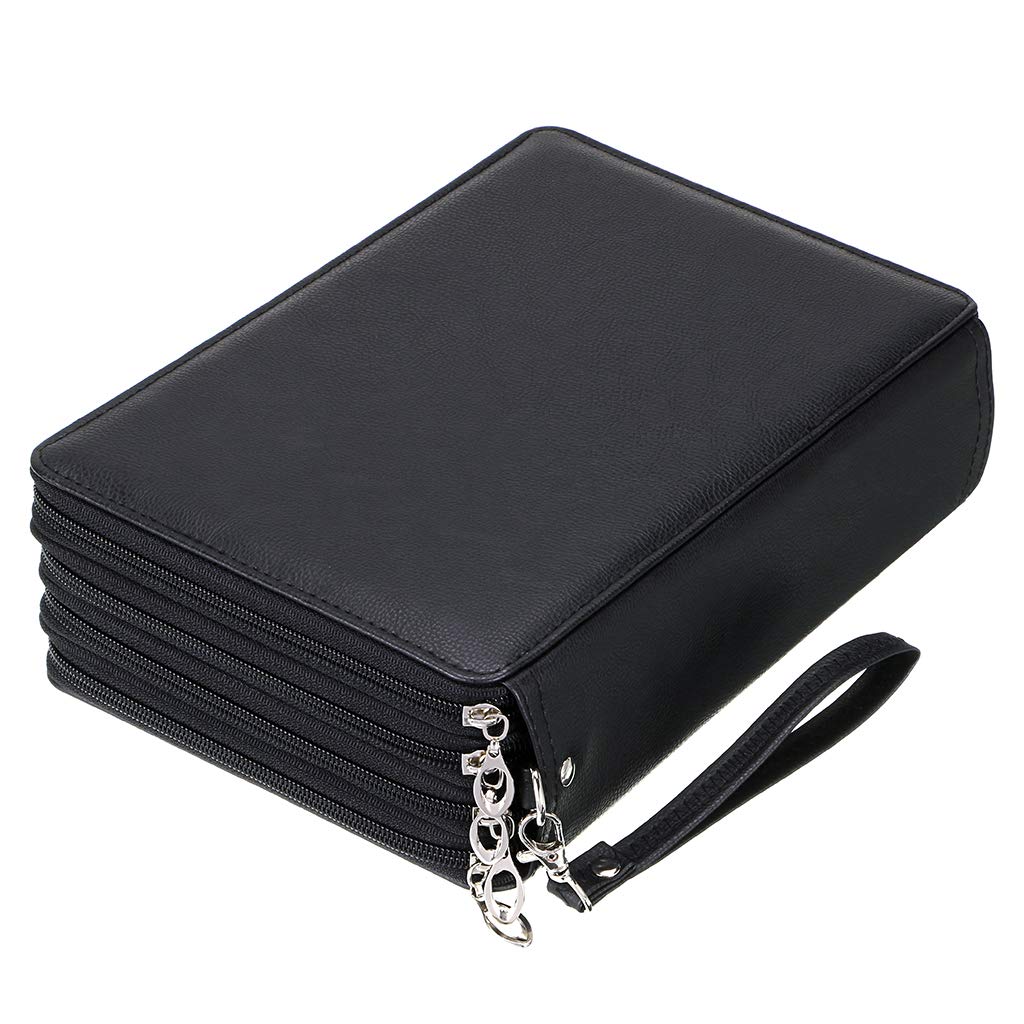 BTSKY 200 Slots Colored Pencil Organizer - Deluxe PU Leather Pencil Case