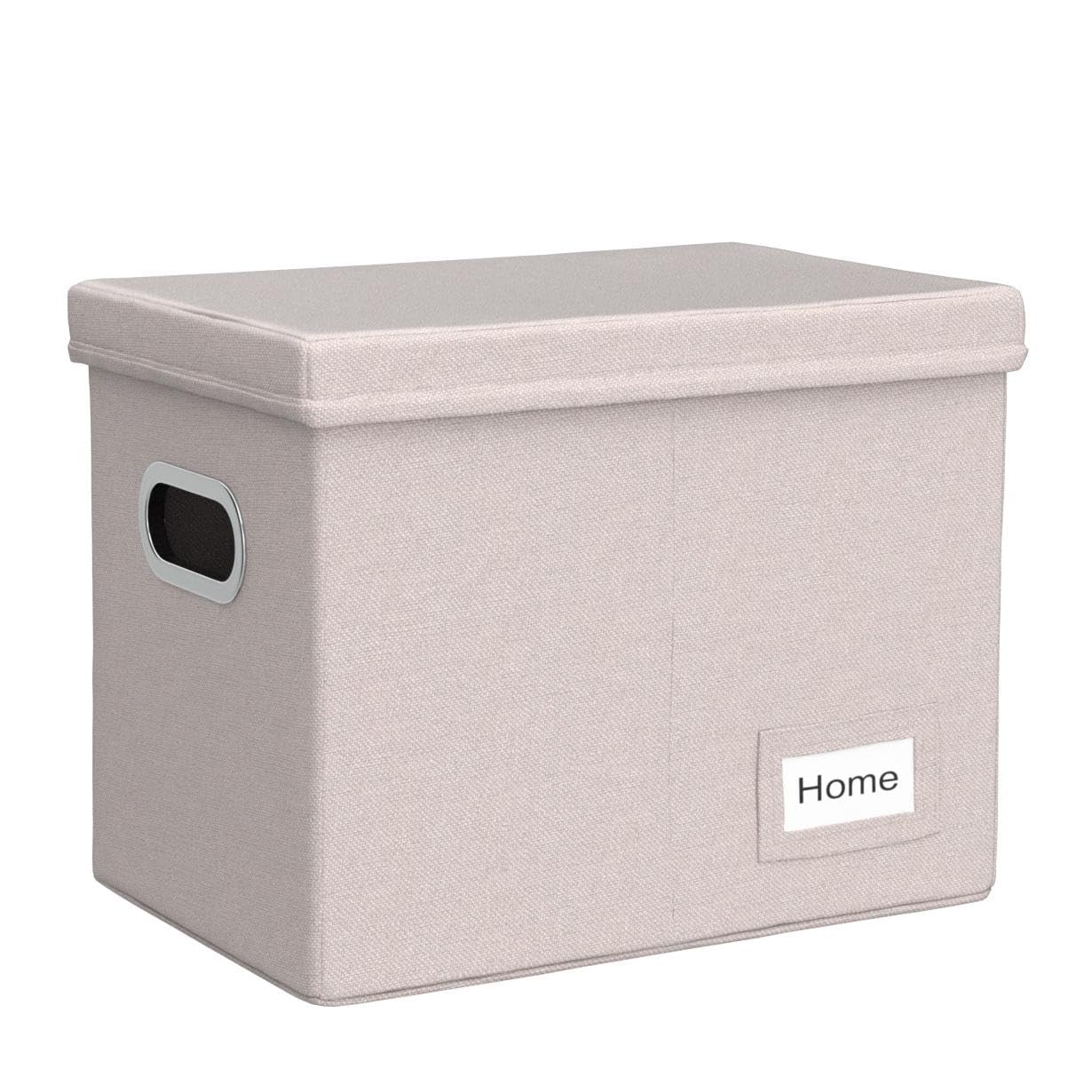 PRANDOM File Organizer Box - Set of 1 Collapsible Decorative Linen Filing Storage Hanging File