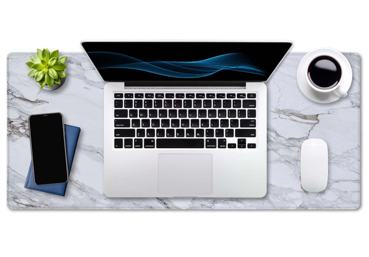 SSOIU White Grey Marble Print Desk Mat, Large Mouse Pad, Full Desk XXL Extended Gaming Mouse Pad