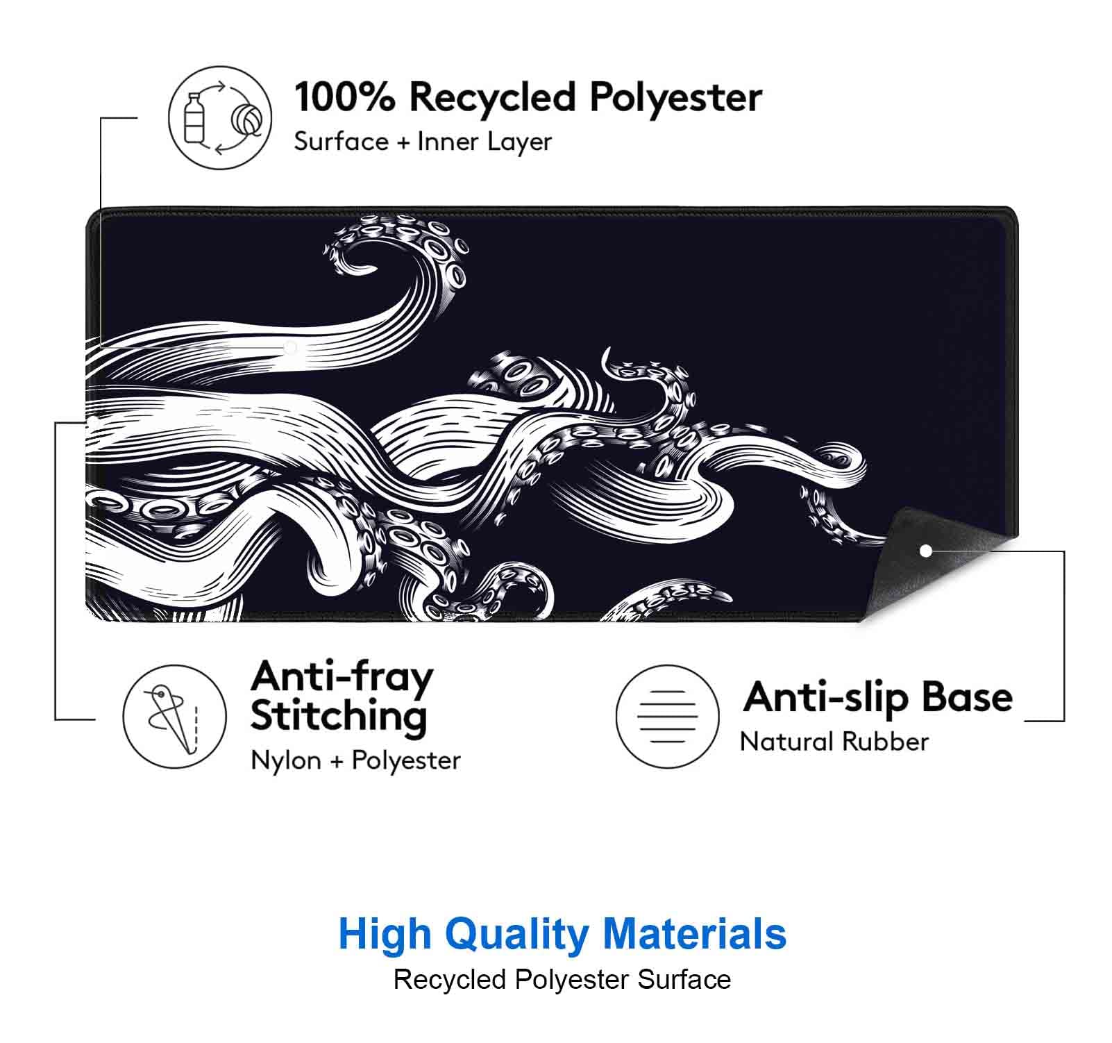 IMAYONDIA Large Gaming Mouse Pad (35.4x15.7 in), Octopus Desk Mat, Full Desk Mousepad, XL XXL