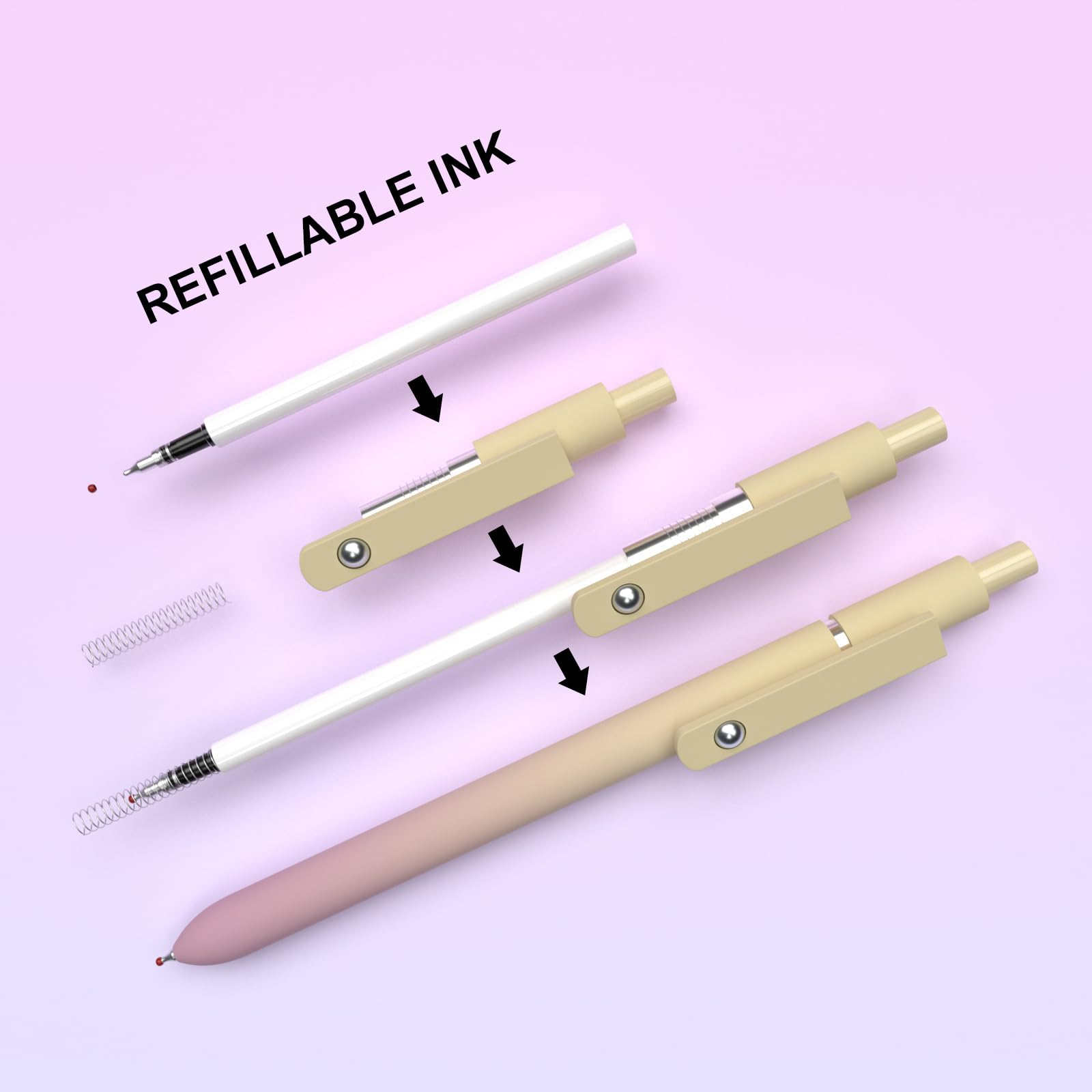 Gradient Shaft Gel Pens, 0.7mm Fine Point Black Ink,Smooth Writing High-End Pens for Note