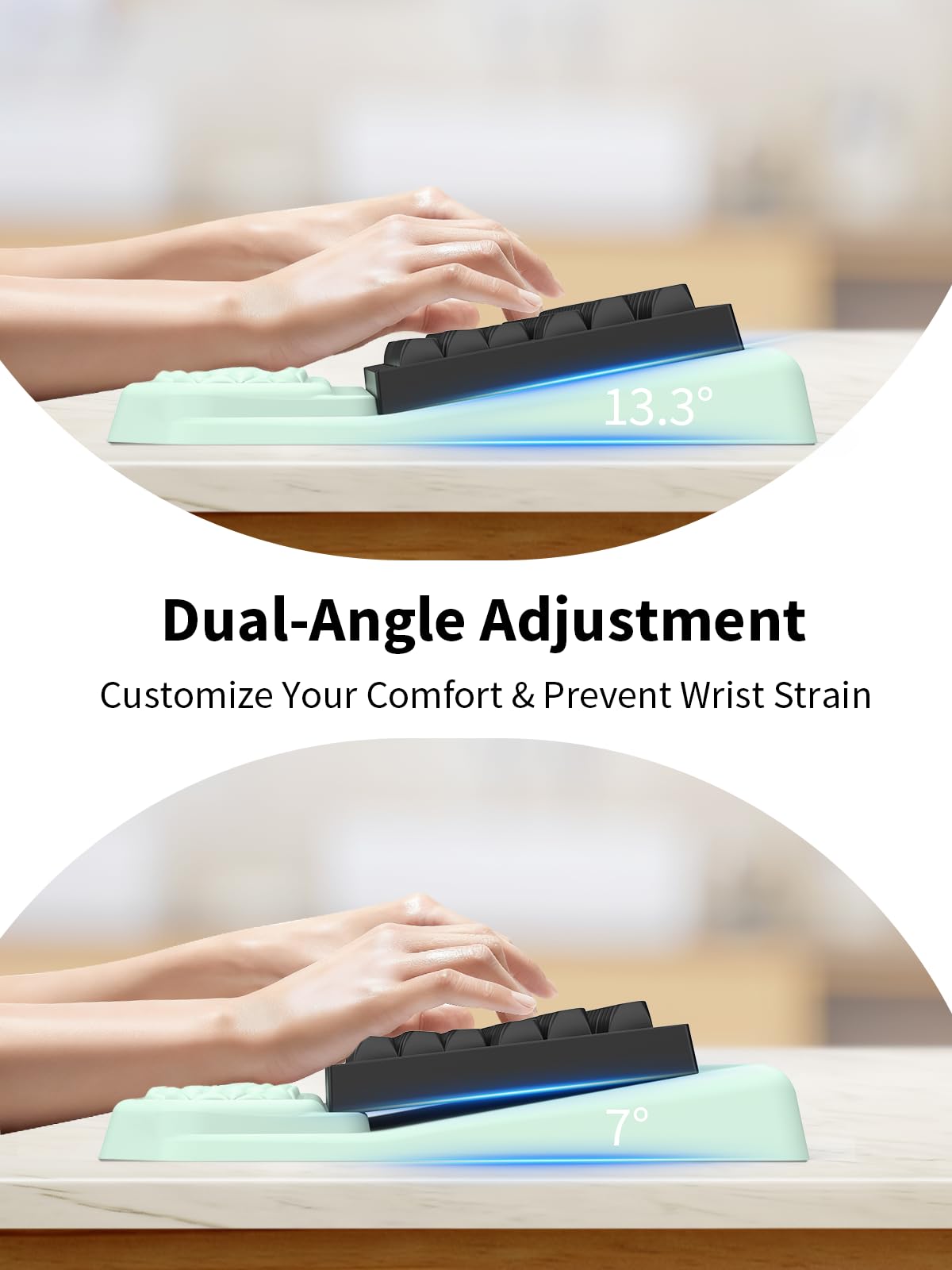 3-in-1 Ergonomic Keyboard Stand with Wrist Rest & Mouse Pad Set,Light Green