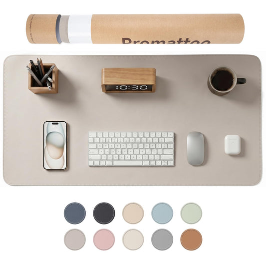 PROMATTOO Large Desk Pad Non-Slip Desk Mat Protector for Keyboard Mouse Waterproof Vegan Leather