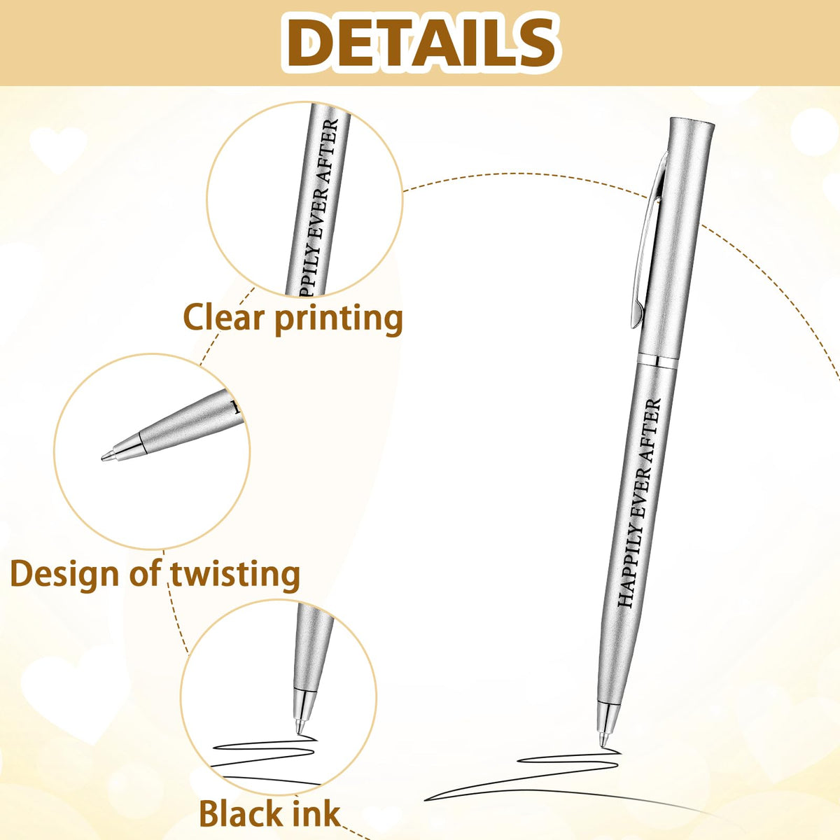 Outus 100 Pcs Wedding Favors Pens Metal Bulk Slim Ballpoint Pen, Silver