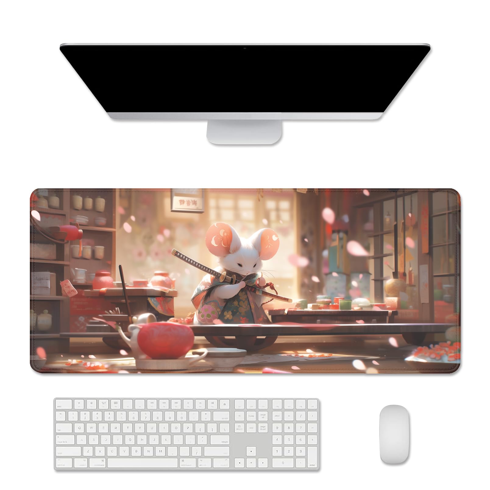 Mouse Pad for Laptop Funny Long Mouse Pad Desk Mat,Japanese Big Mousepad