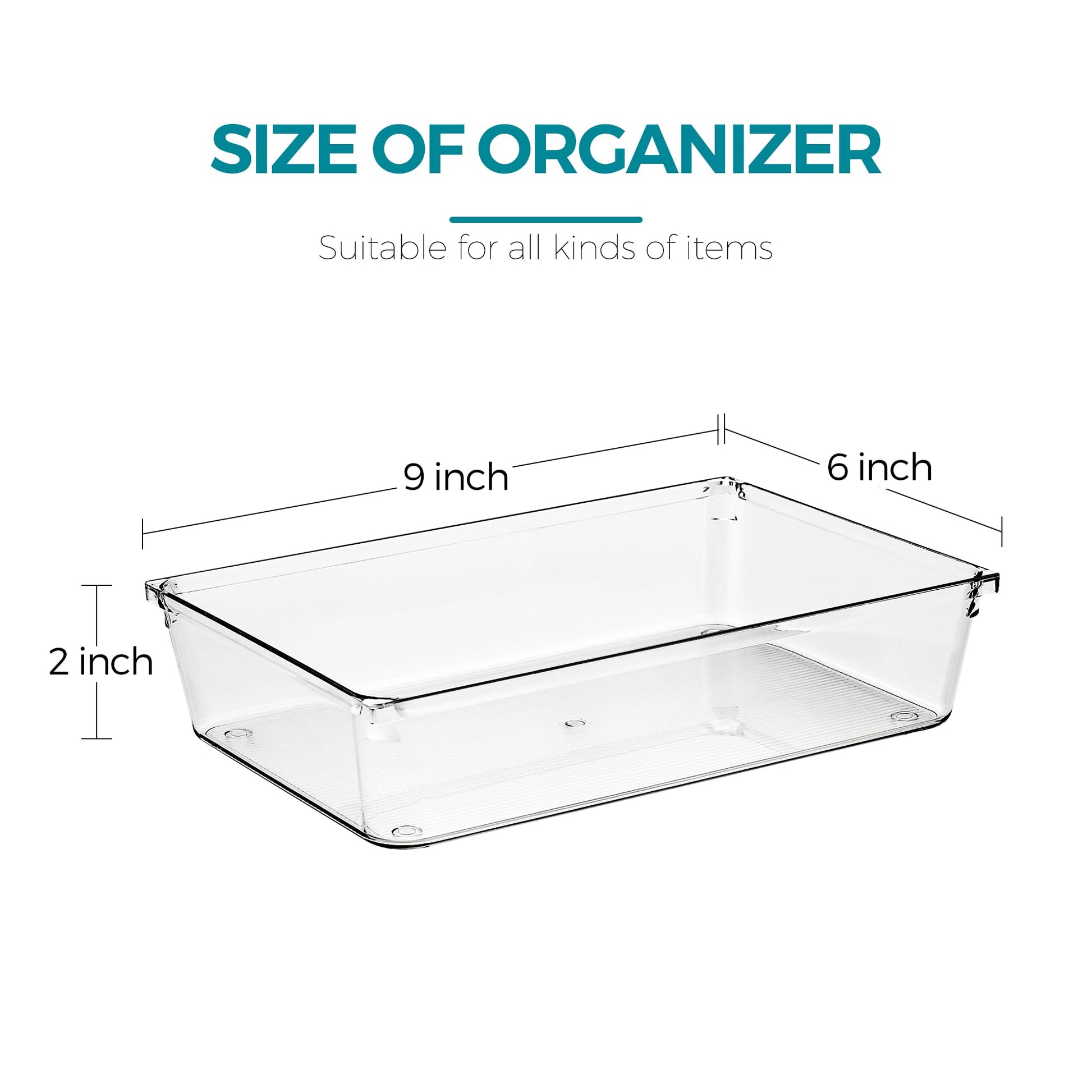 Ravinte Decor 6 Pack Drawer Organizers, 6"X 9" Clear Acrylic Storage Bins
