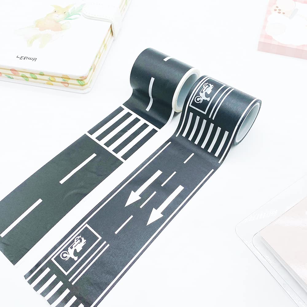 YUBX Road Railway Washi Tape Set 4 Rolls Decorative Paper Masking Tape for Arts and Crafts, Bullet