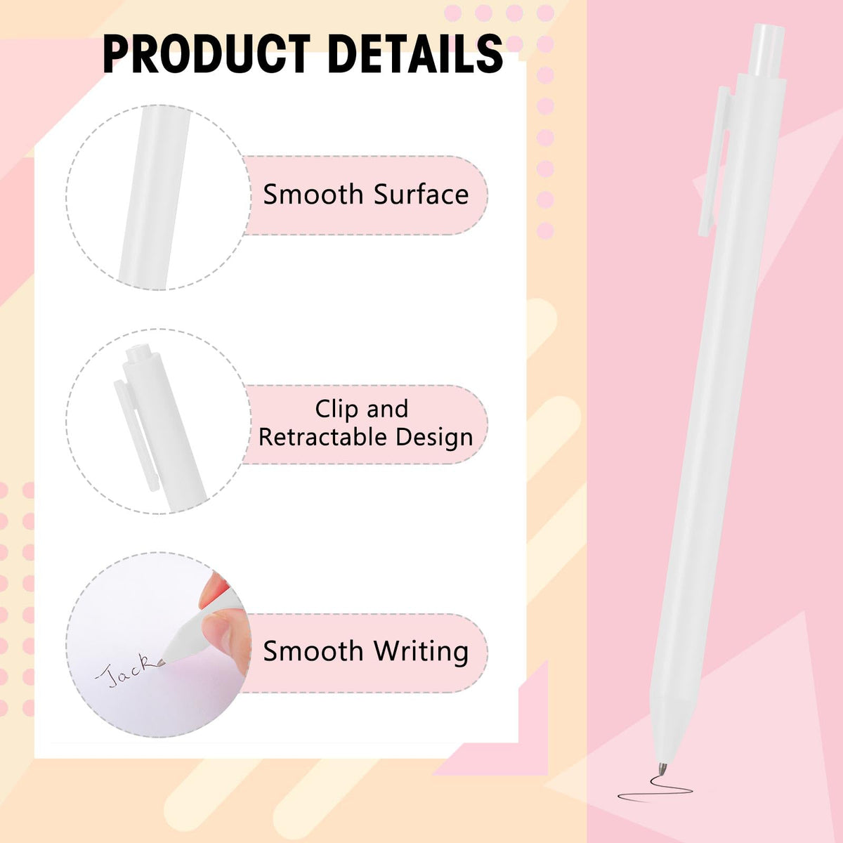 Teling 100 Pcs Ballpoint Pens Retractable Comfortable Cute Stylish Writing Pens in Medium Point 1.0