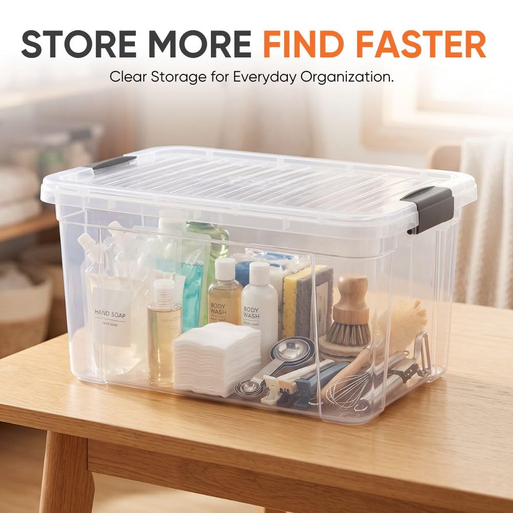 Superio 11 Quart Clear Plastic Storage Boxes with Lids, Stackable Organizer Containers, BPA-Free
