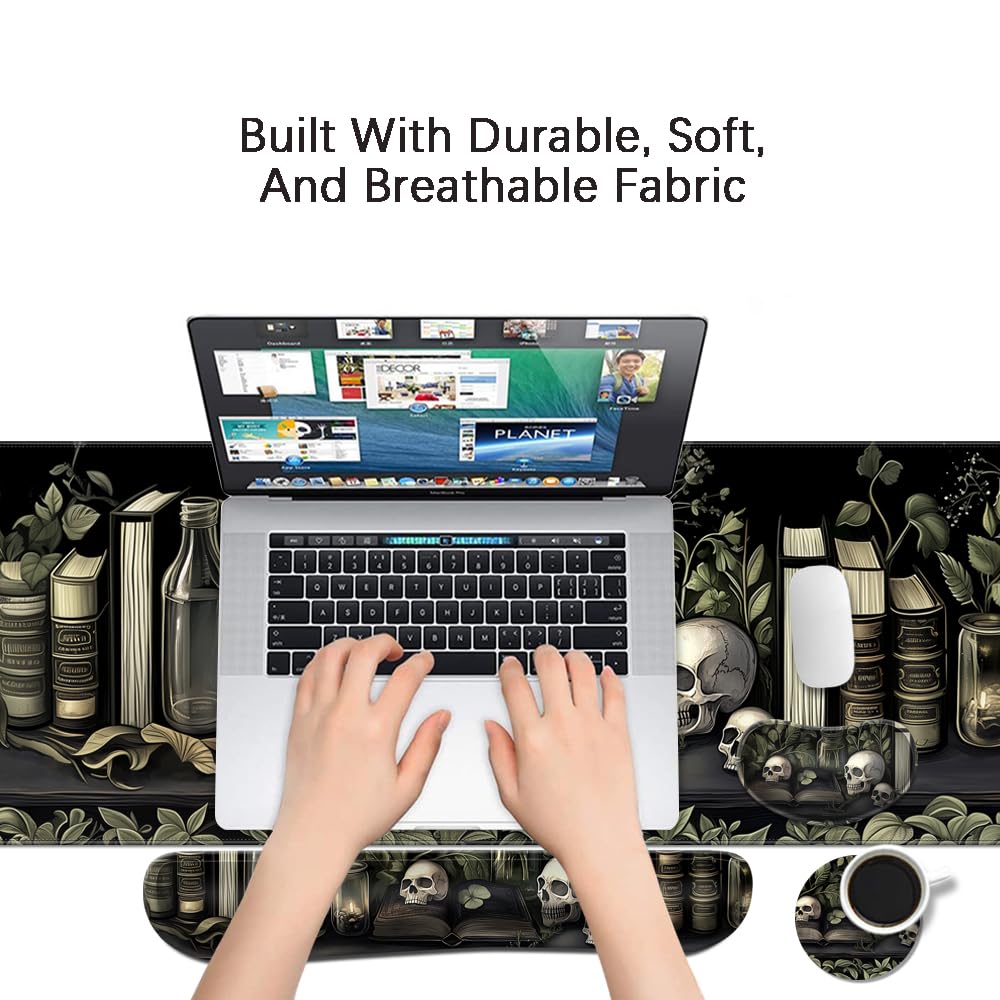 MIBITRI Keyboard Mouse Pad Set, Extended Gaming Mouse Pad+Ergonomics Keyboard Wrist Rest Support