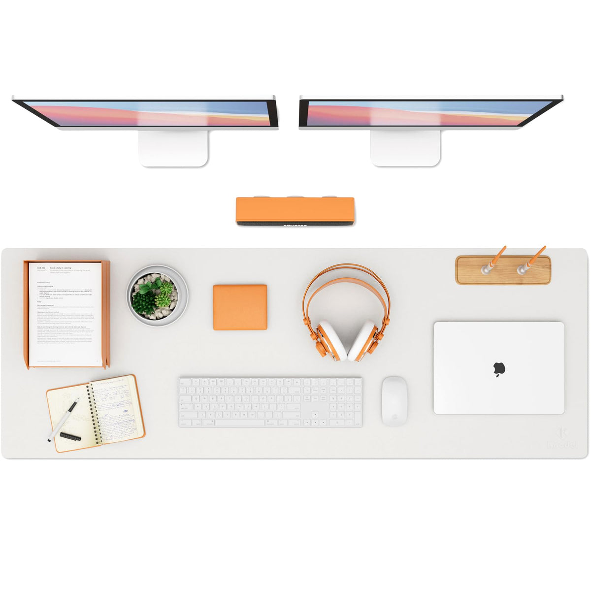 K KNODEL Extra Large Desk Mat, Leather Mouse Pad (47.2"x17", White)