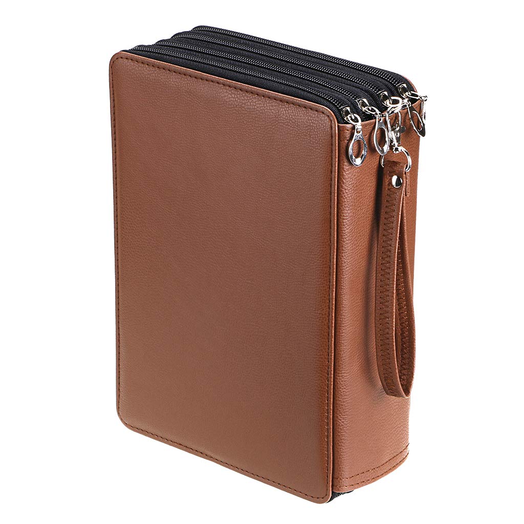 BTSKY 200 Slots Colored Pencil Organizer - Deluxe PU Leather Pencil Case