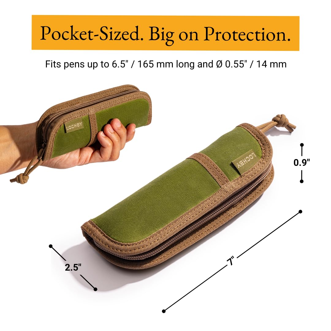LOCHBY® Duo Pen Pouch | Slim and Elegant Pen Pouch, Durable Waxed Canvas, Lightly Padded for