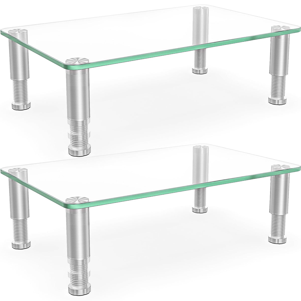 Hemudu 2 Pack Computer Monitor Riser with Height Adjustable Multi Media Desktop Stand for Flat
