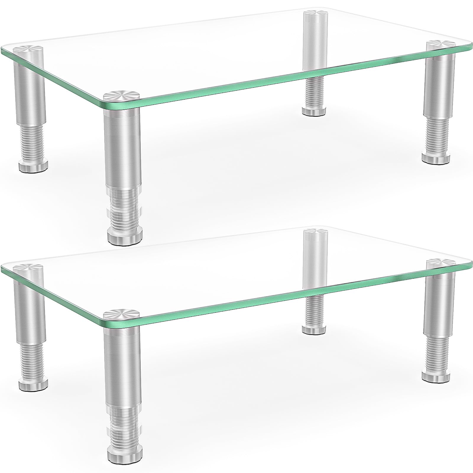 Hemudu 2 Pack Computer Monitor Riser with Height Adjustable Multi Media Desktop Stand for Flat