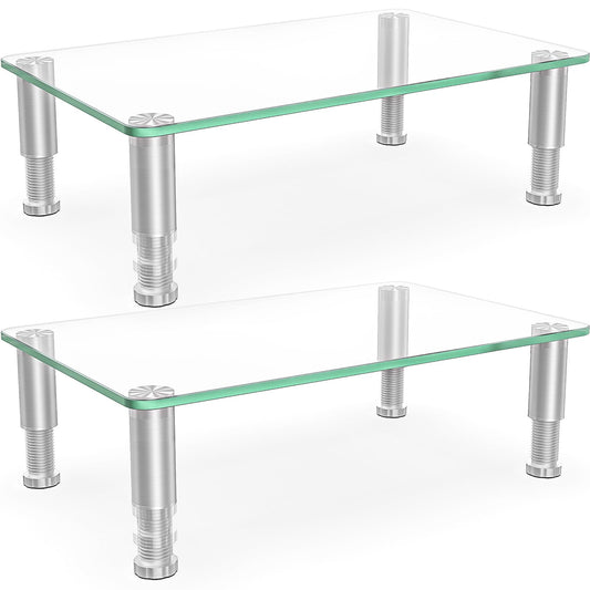 Hemudu 2 Pack Computer Monitor Riser with Height Adjustable Multi Media Desktop Stand for Flat
