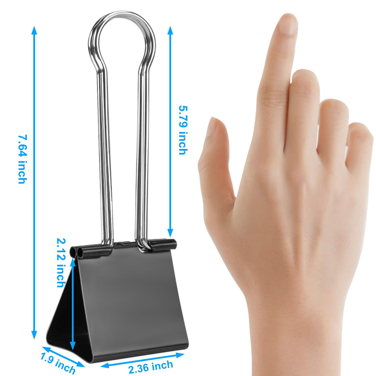 OWLKELA 4 Pack Binder Clips, 2.4 Inch, Black
