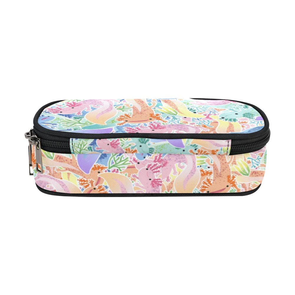 Adorable Axolotls Mexican Pencil Case for Kids Teen Girls Boys 10 In Pouch