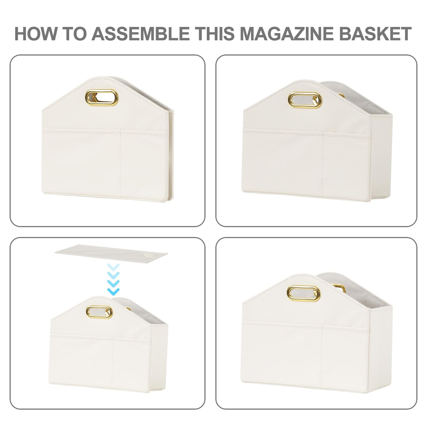 PreTidy Magazine Holder PU Leather Magazine Rack Floor foldable Magazine Basket Organizer Newspaper