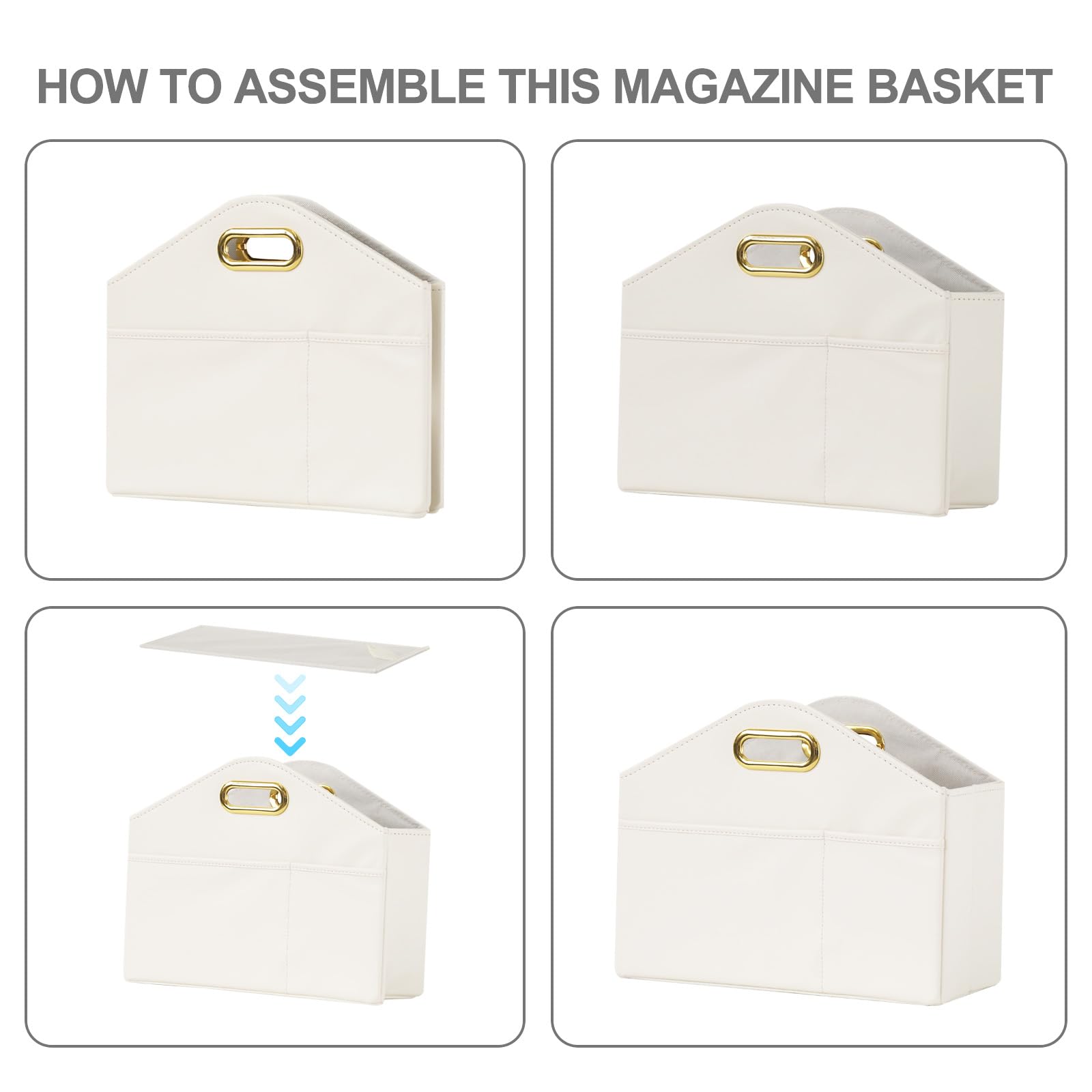 PreTidy Magazine Holder PU Leather Magazine Rack Floor foldable Magazine Basket Organizer Newspaper