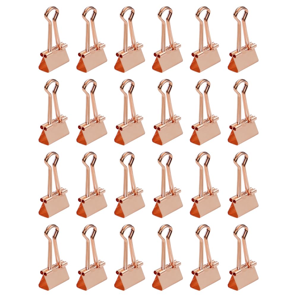 JAM PAPER Colorful Binder Clips - Small - 3/4 Inch (19 mm) - Rose Gold Binderclips - 25/Pack