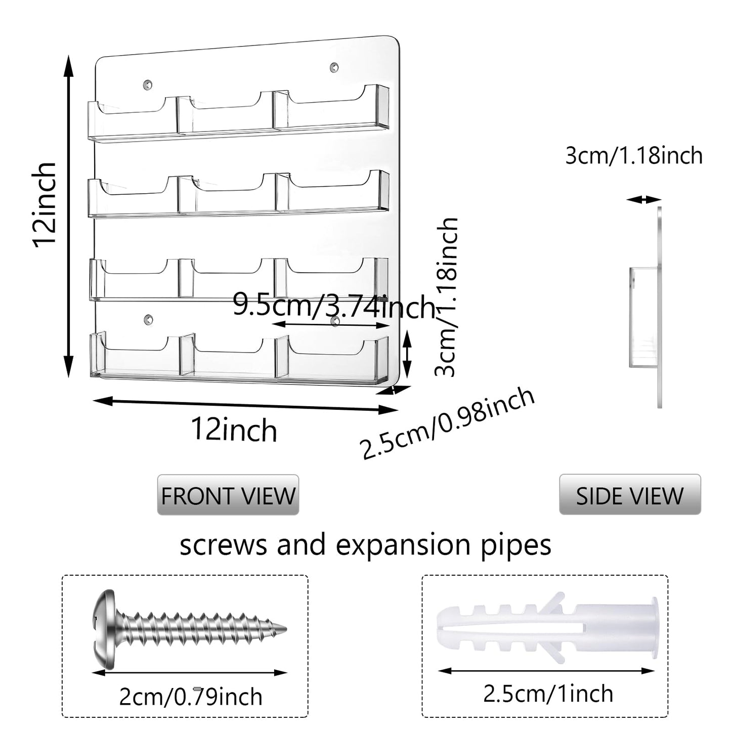 Lincia 2 Pcs Acrylic Business Card Holder, 30x30cm, 12 Pockets