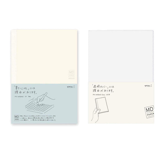 Midori MD Notebook - A5 Grid Paper (15003006) + MD notebook cover & lt; A5 & gt (49360006) -VALUE